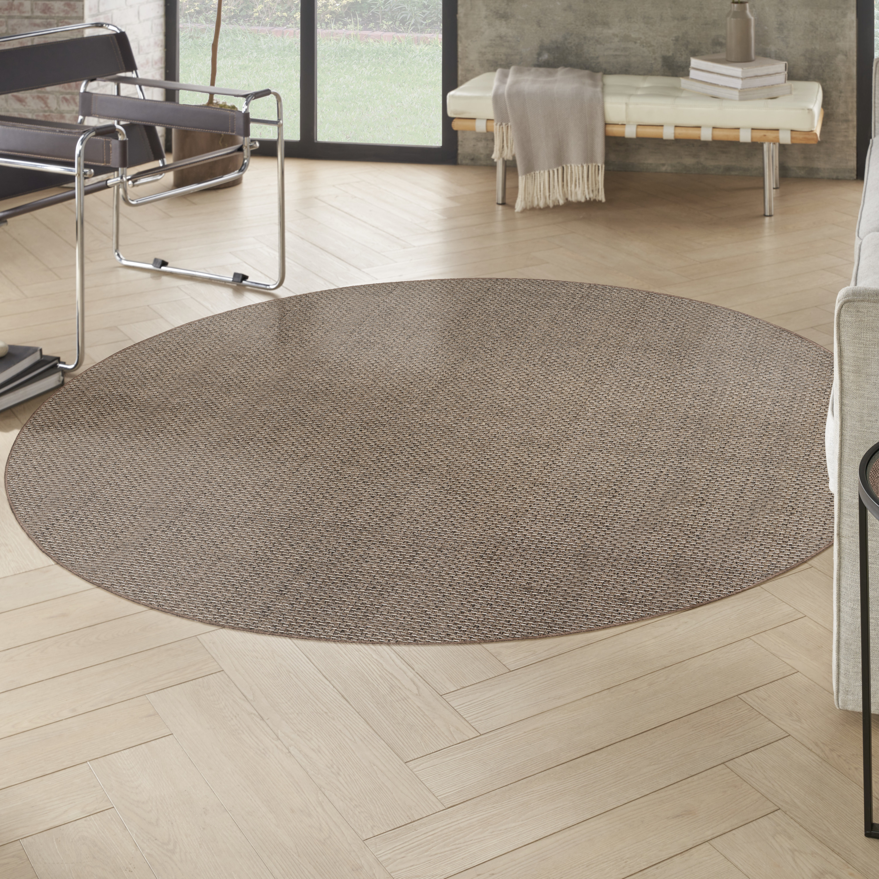 Nourison Tulum 8' x Round Brown Outdoor Rug