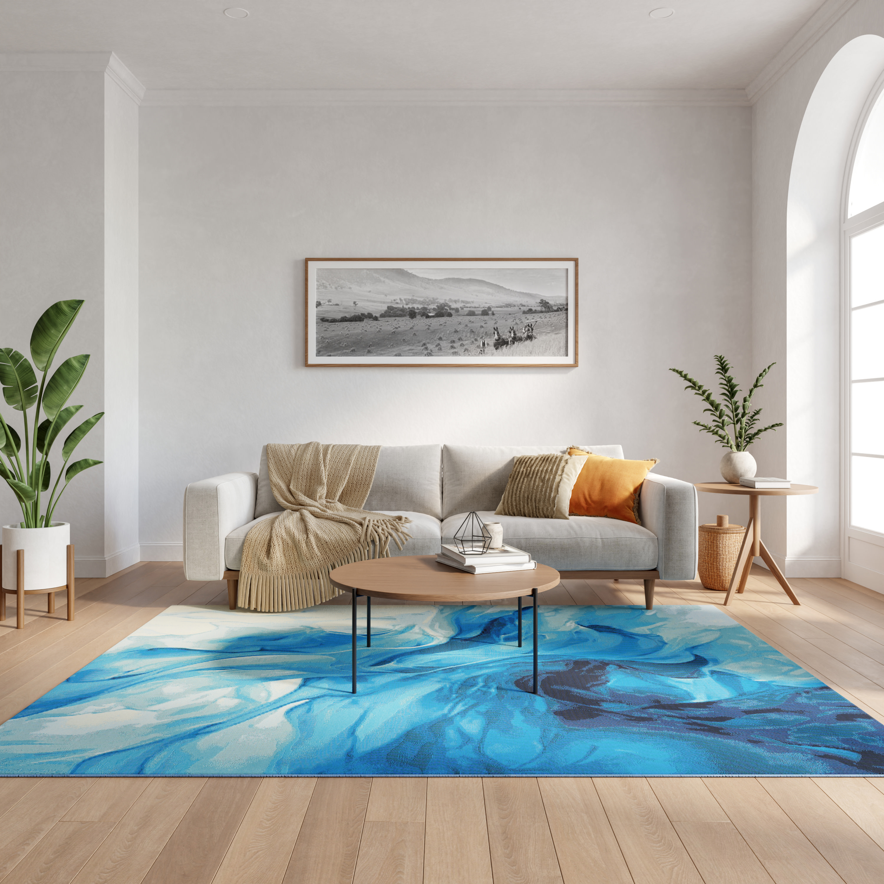 Nourison Color Splash 5'3" x 7'3" Blue Ivory Modern Rug