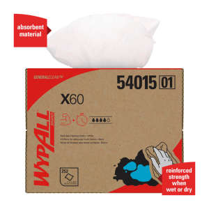 KIM54015, Kimberly Clark, WypAll Multi-Task, 12.50"x16.80", Hydroentangled, Industrial Wipers, White