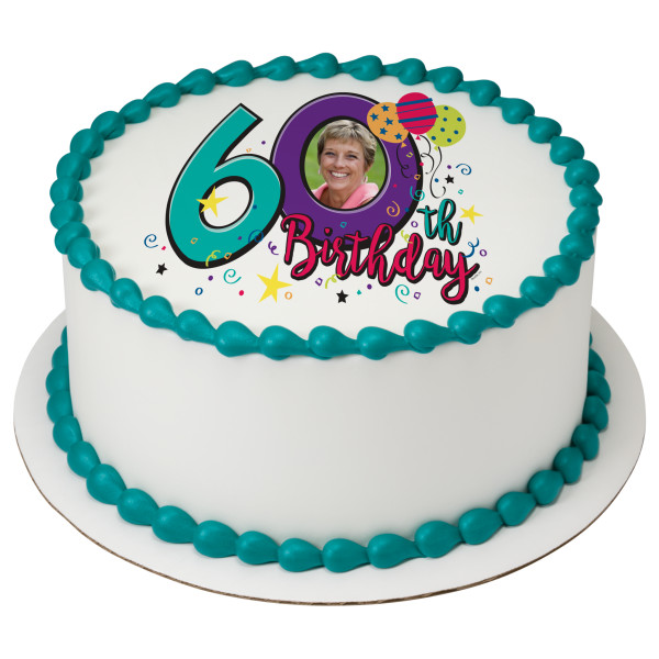Happy 60th Birthday PhotoCake® Edible Image® Frame