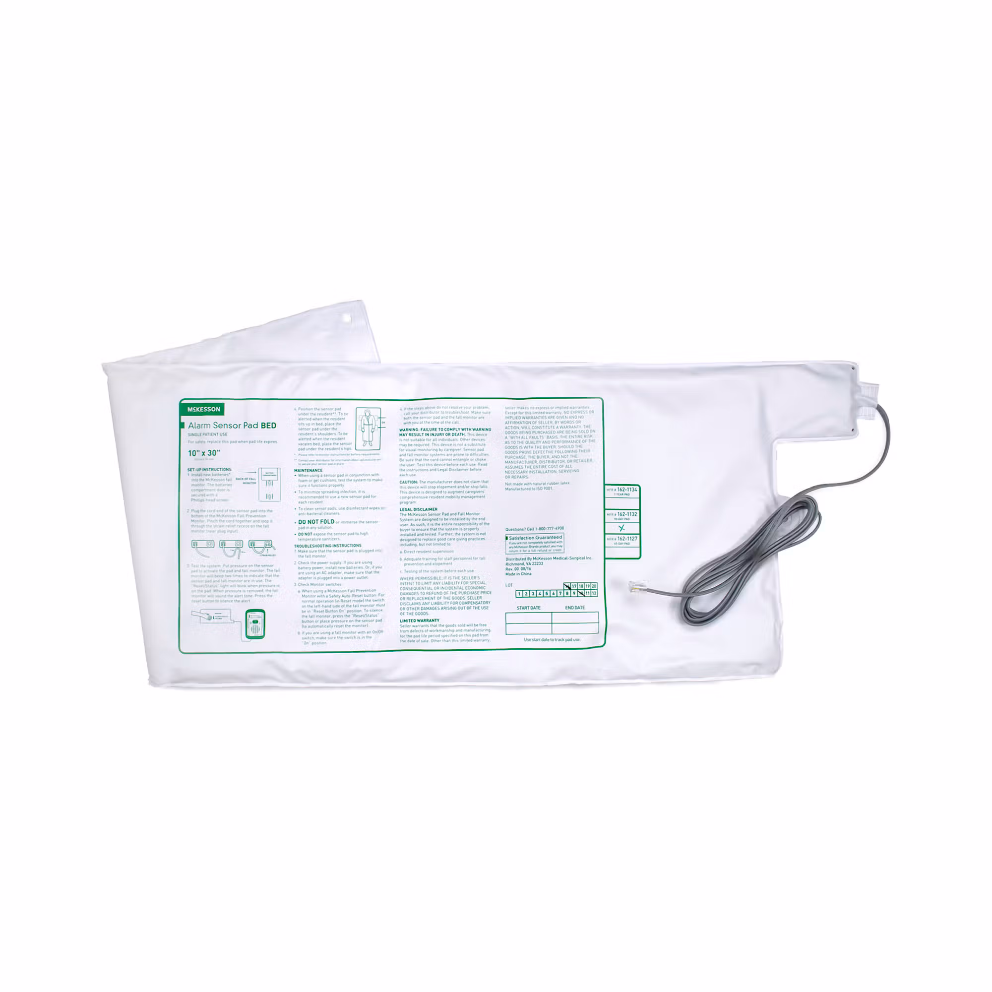 McKesson Bed Alarm Sensor Pad, 10 x 30 Inch