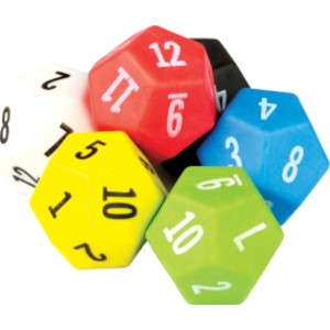 12 Sided Dice, Pack of 6