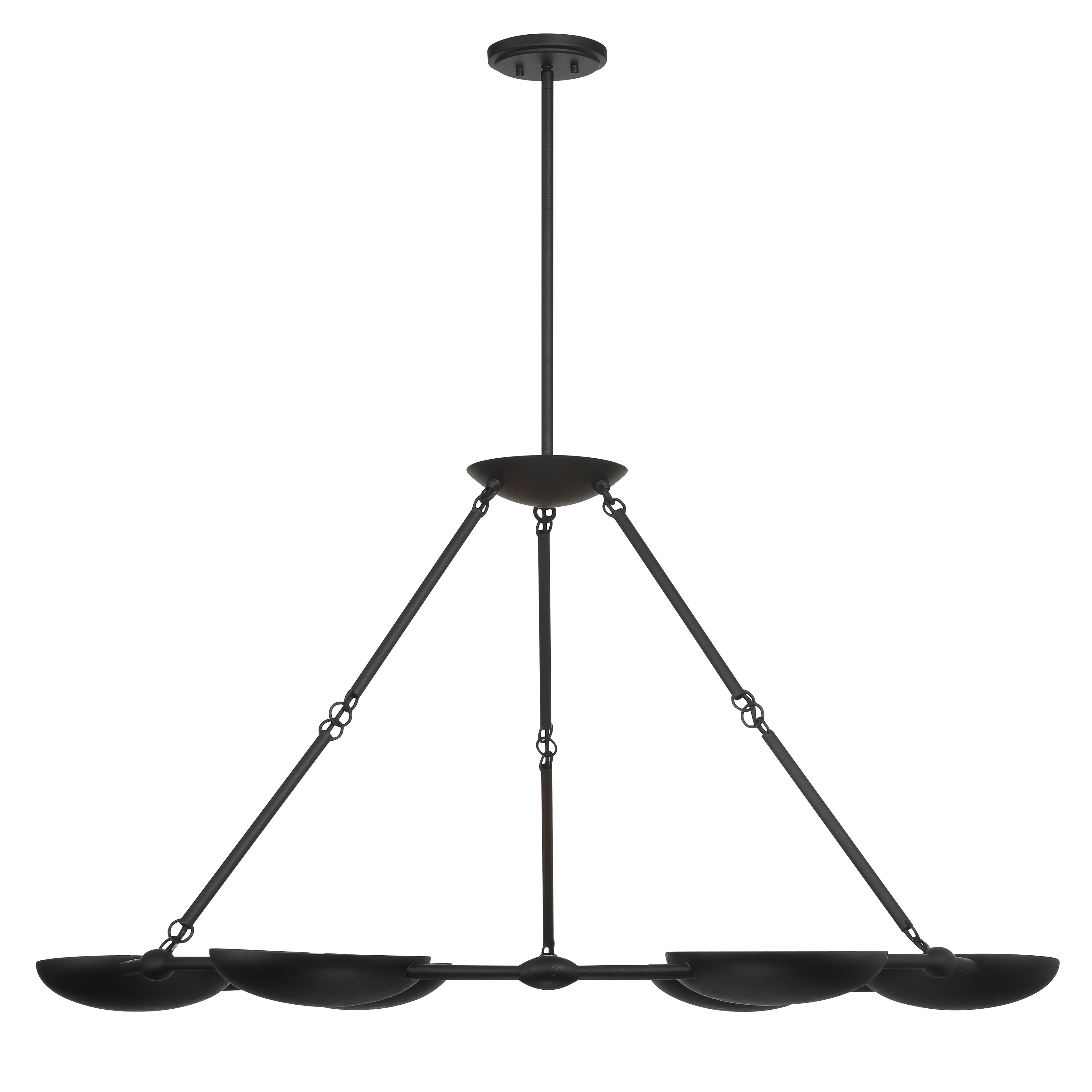 The Undertas chandelier combines industrial-modern aesthetics with functional versatility. Its 6 adjustable rotating shades allow you to direct light exactly where needed, while the substantial 47.75-inch span makes a dramatic statement over large tables and islands. - alternate view