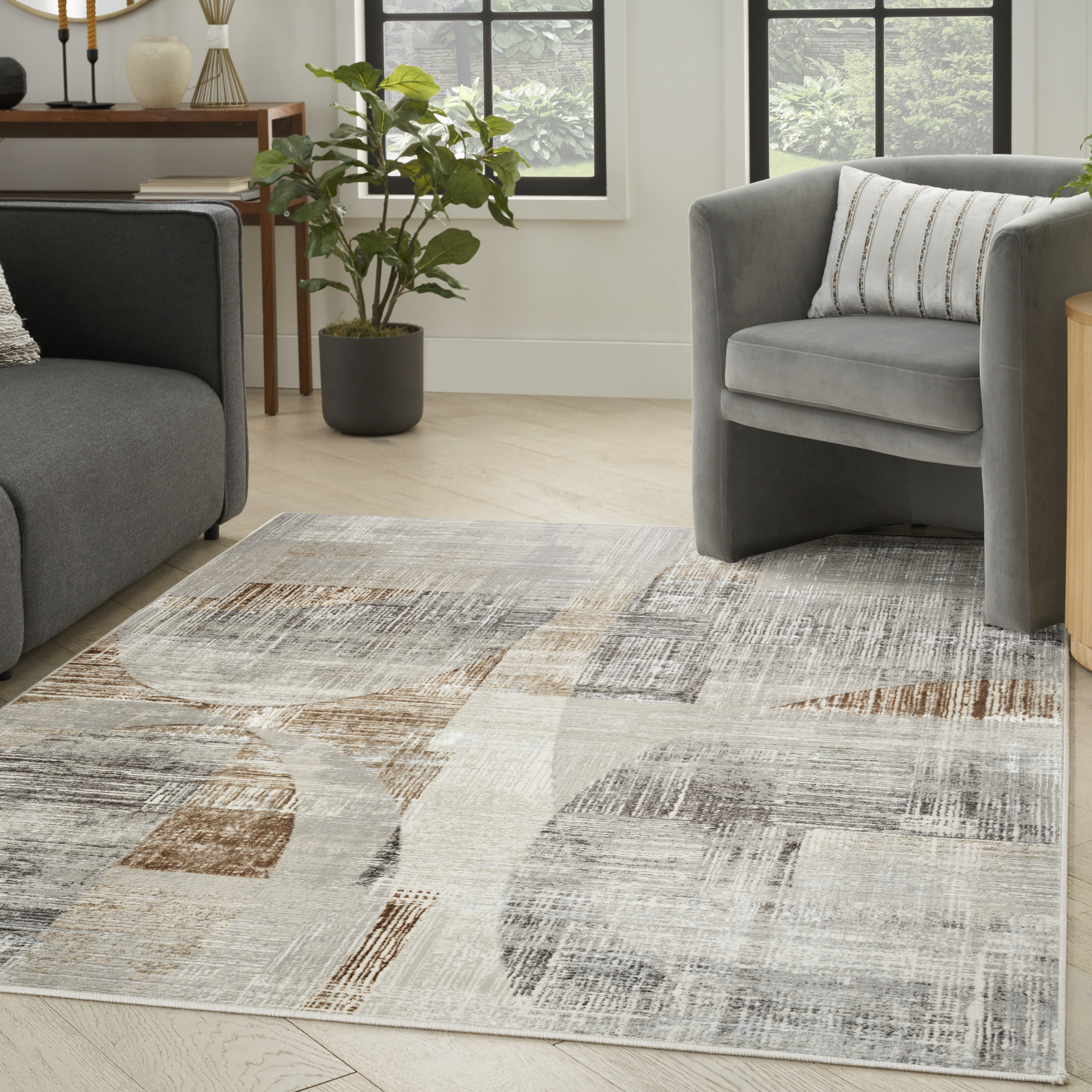 Nourison Sparkle 5'3" x 7'3" Grey Modern Indoor Rug