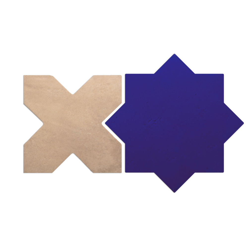 Argile Star Blu with Cotto Cross 7 in. x 14 in. Porcelain Floor and Wall Tile