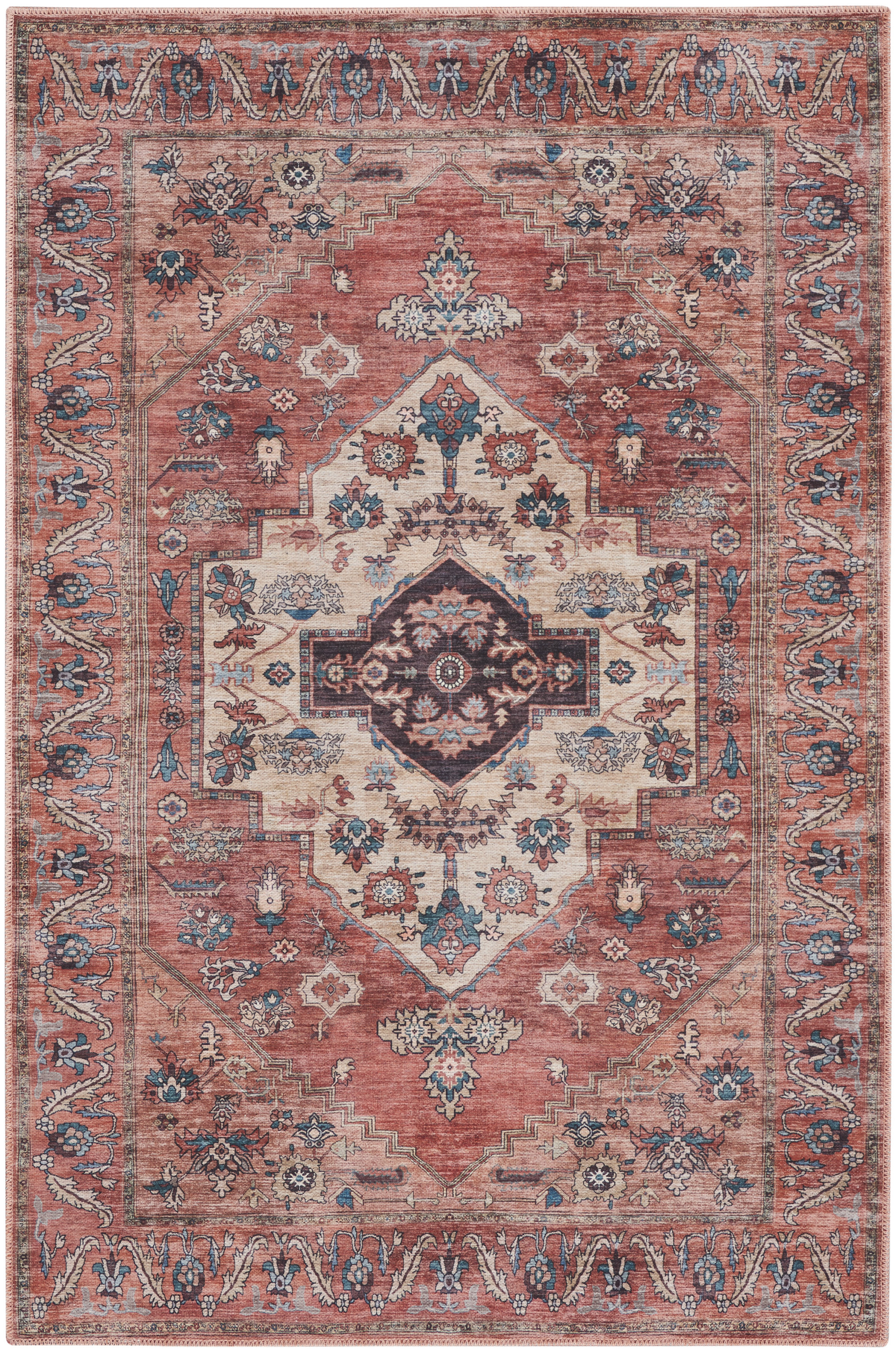 Nourison Grand Washables 4' x 6' Rust Multicolor Vintage Indoor Rug