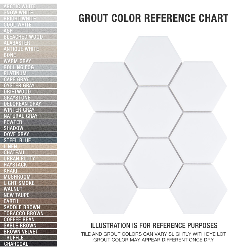 Metro Super 4″ Hex Matte White 10 in. x 11-1/2 in. Porcelain Mosaic Tile