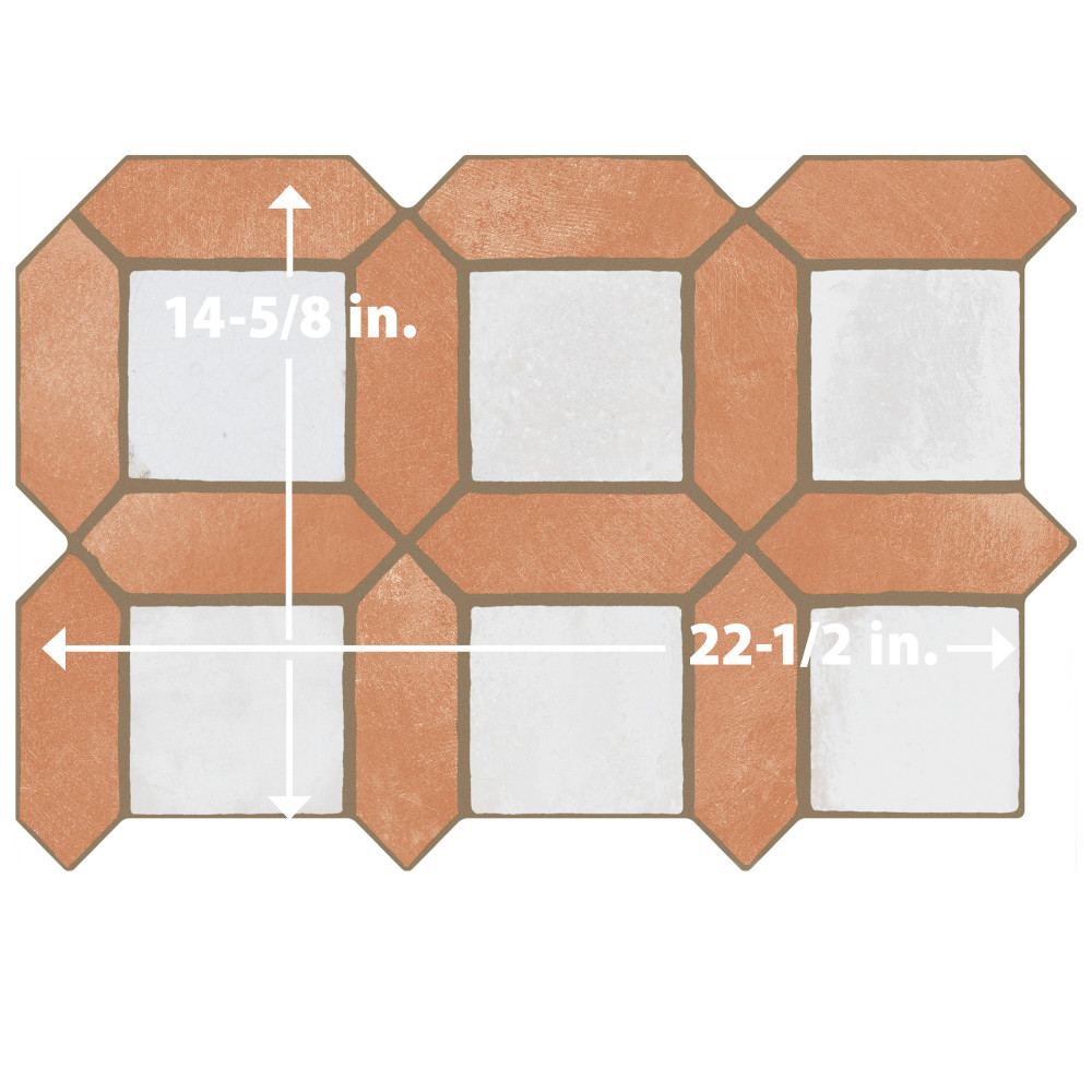 Picket Arendel Terra with White Square 14-5/8 in. x 22-1/2 in. Porcelain Floor and Wall Tile