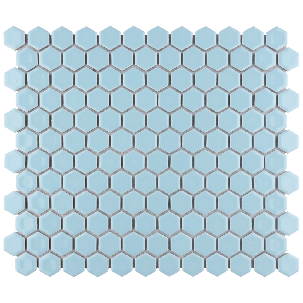 Hudson 1″ Hex Cashmere Blue 11-7/8 in. x 13-1/4 in. Porcelain Mosaic Tile