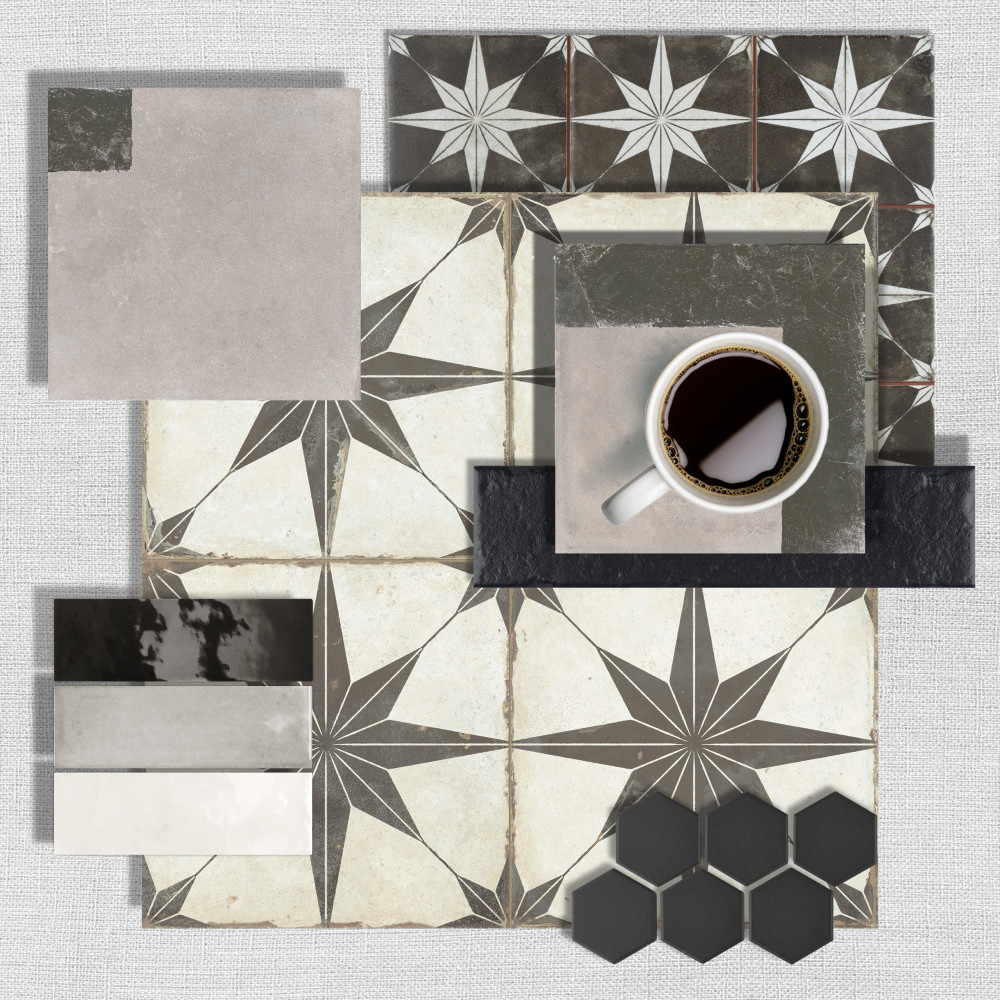 Kings Star Supernova Nero 17-3/4 in. x 17-3/4 in. Porcelain Floor and Wall Tile