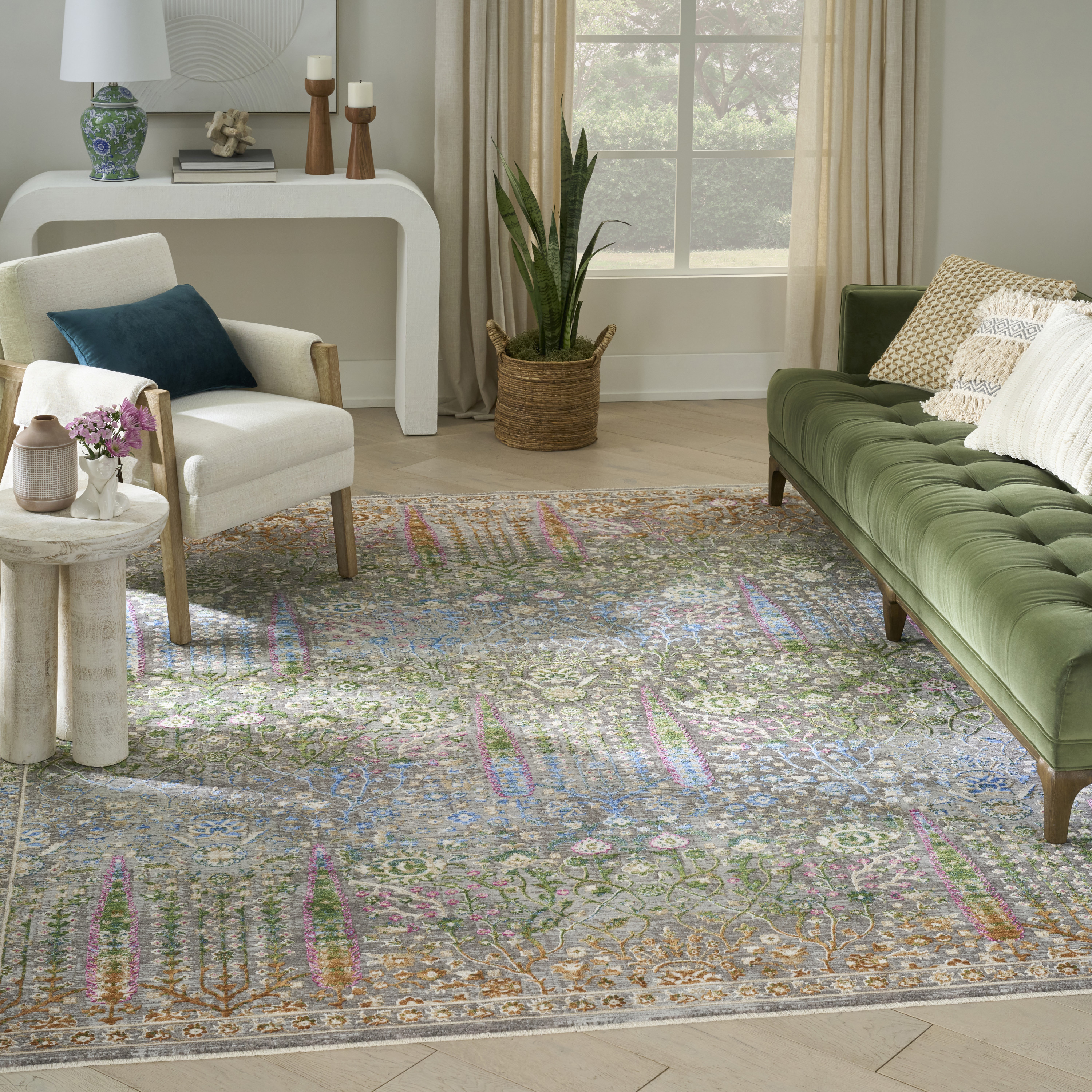 Nourison Vintage Harmony 7'10" x 9'10" Blue Multicolor Bohemian Indoor Rug
