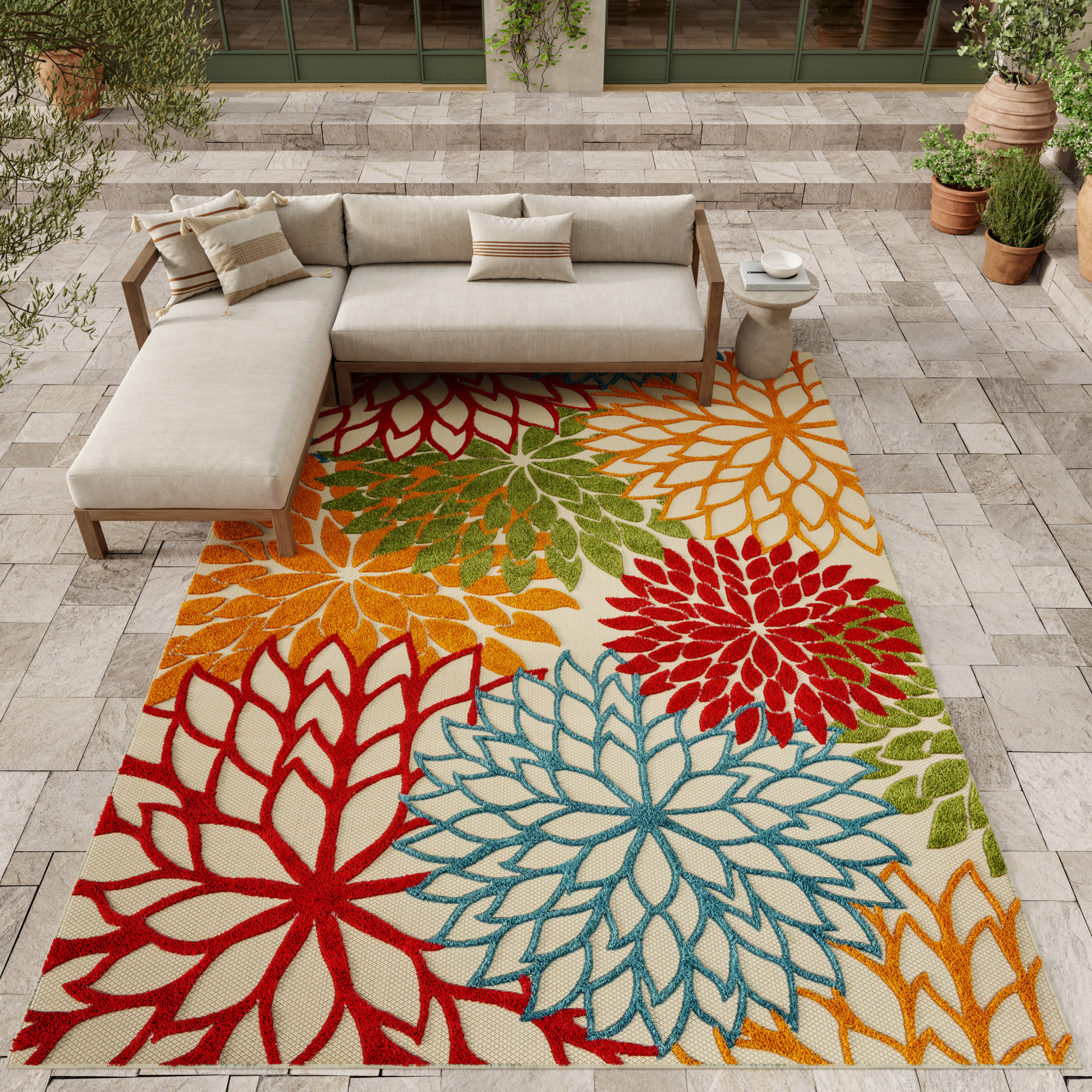 Nourison Aloha 5'3" x 7'5" Green Tropical Rug