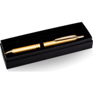 EnerGel Alloy Retractable Premium Liquid Gel Pen, (0.7mm) Metal Tip, Medium Line, Gold Barrel, Black Ink, in gift box