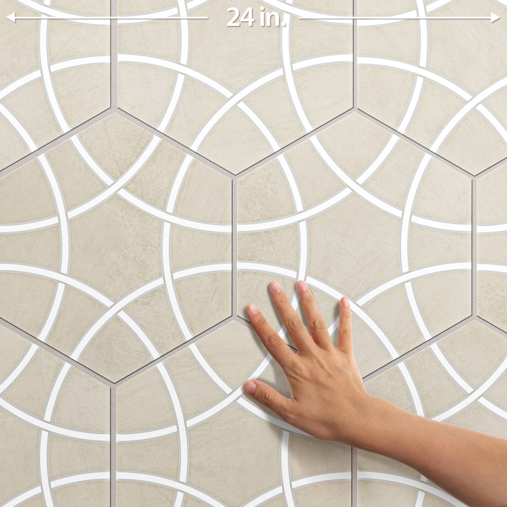 Sample – Bari Hex Sand Deco Porcelain Floor and Wall Tile