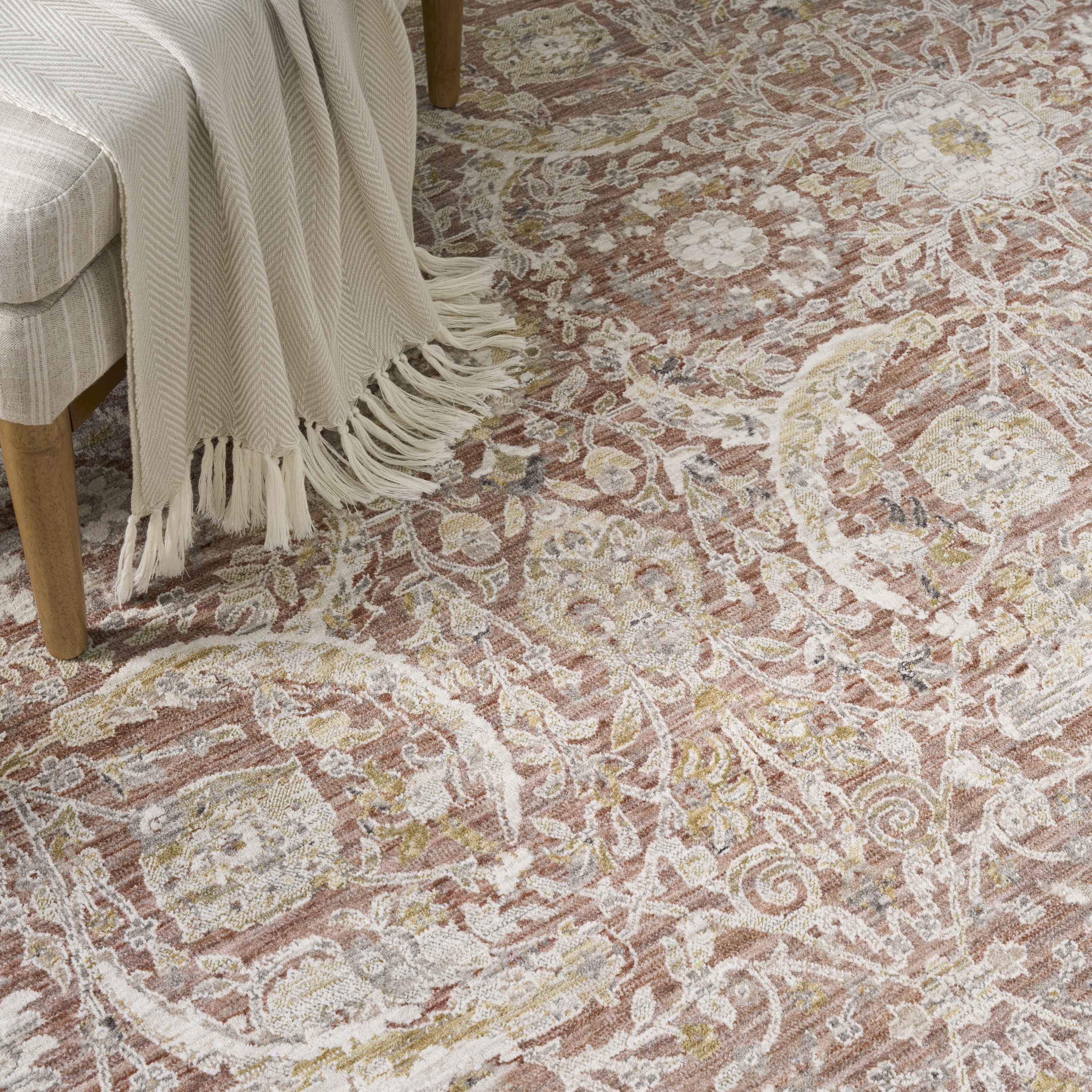 Nourison Antique Fusion 3'11" x 5'10" Brick Vintage Indoor Rug