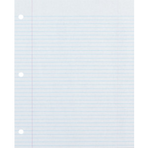 Recycled Filler Paper, White, 3-Hole Punched, 9/32" Ruled w/ Margin 8-1/2" x 11", 500 Sheets