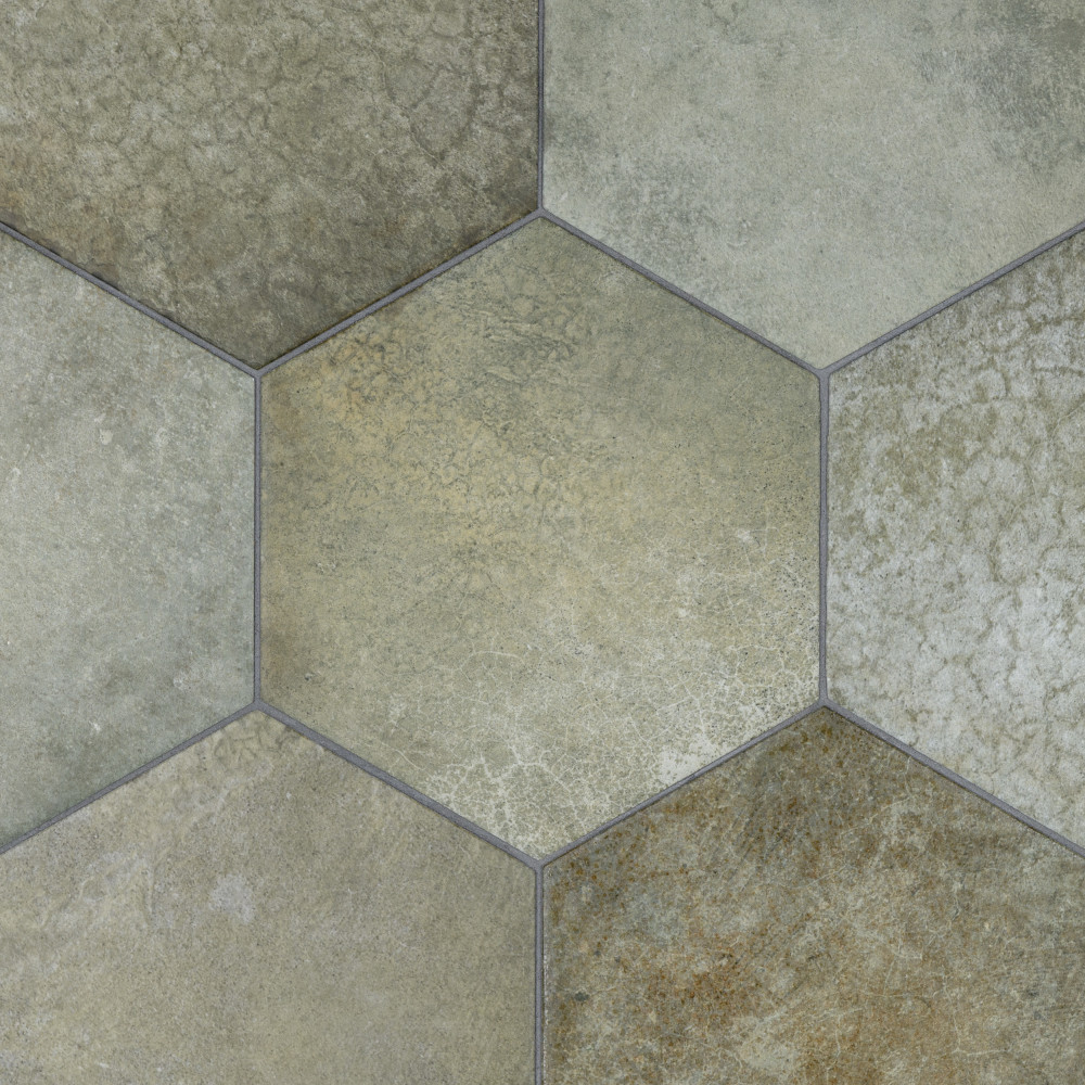 Heritage Hex Jungle 7 in. x 8 in. Porcelain Floor and Wall Tile