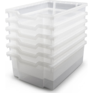 Deep F2 Tray, Translucent, 12.3" x 16.8" x 5.9", Heavy Duty School, Industrial & Utility Bins, Pack of 6