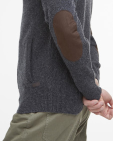 Essential Elbow-Patch Cardigan Charcoal Marl