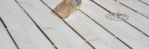 Specialty Mosaic Collection Calacatta Gold, Thassos and Brass Arrows