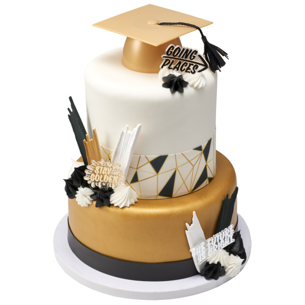 Gold Smooth Grad Hat Layon