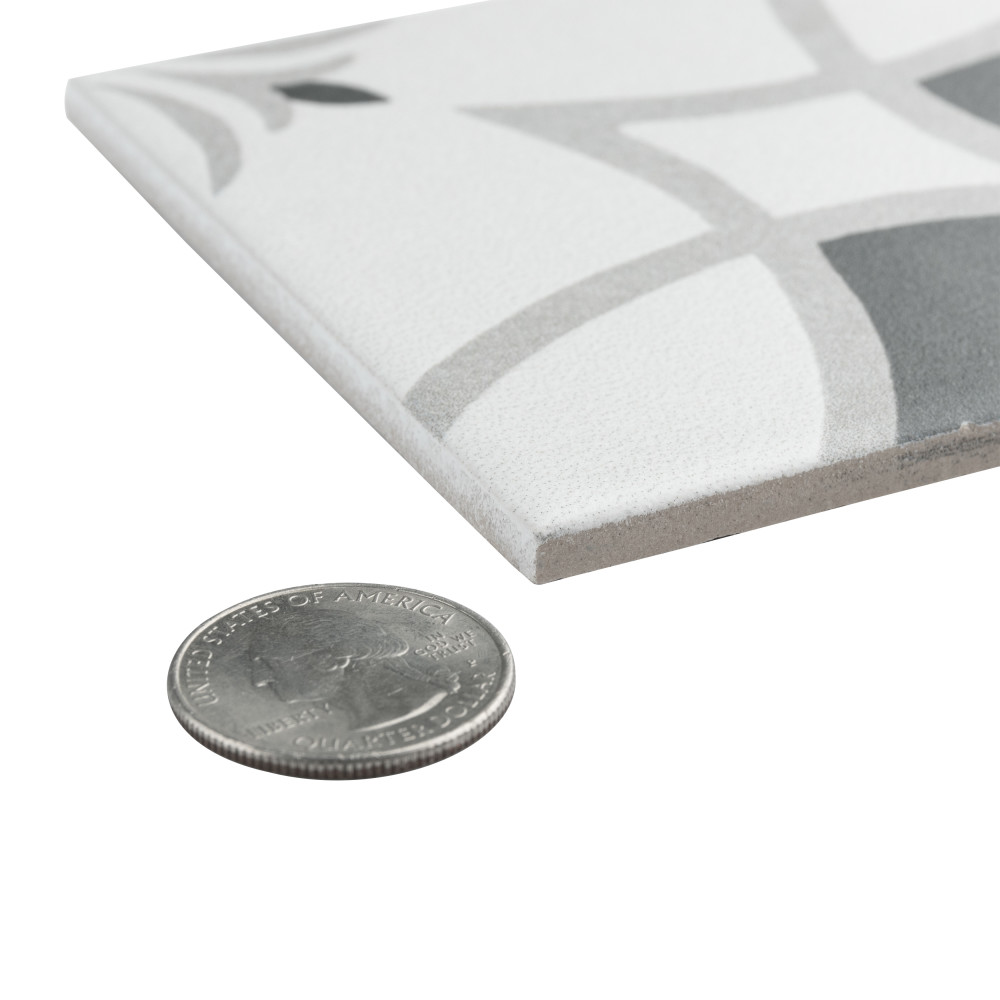 Twenties Mini Crest 3-7/8 in. x 3-7/8 in. Ceramic Floor and Wall Tile