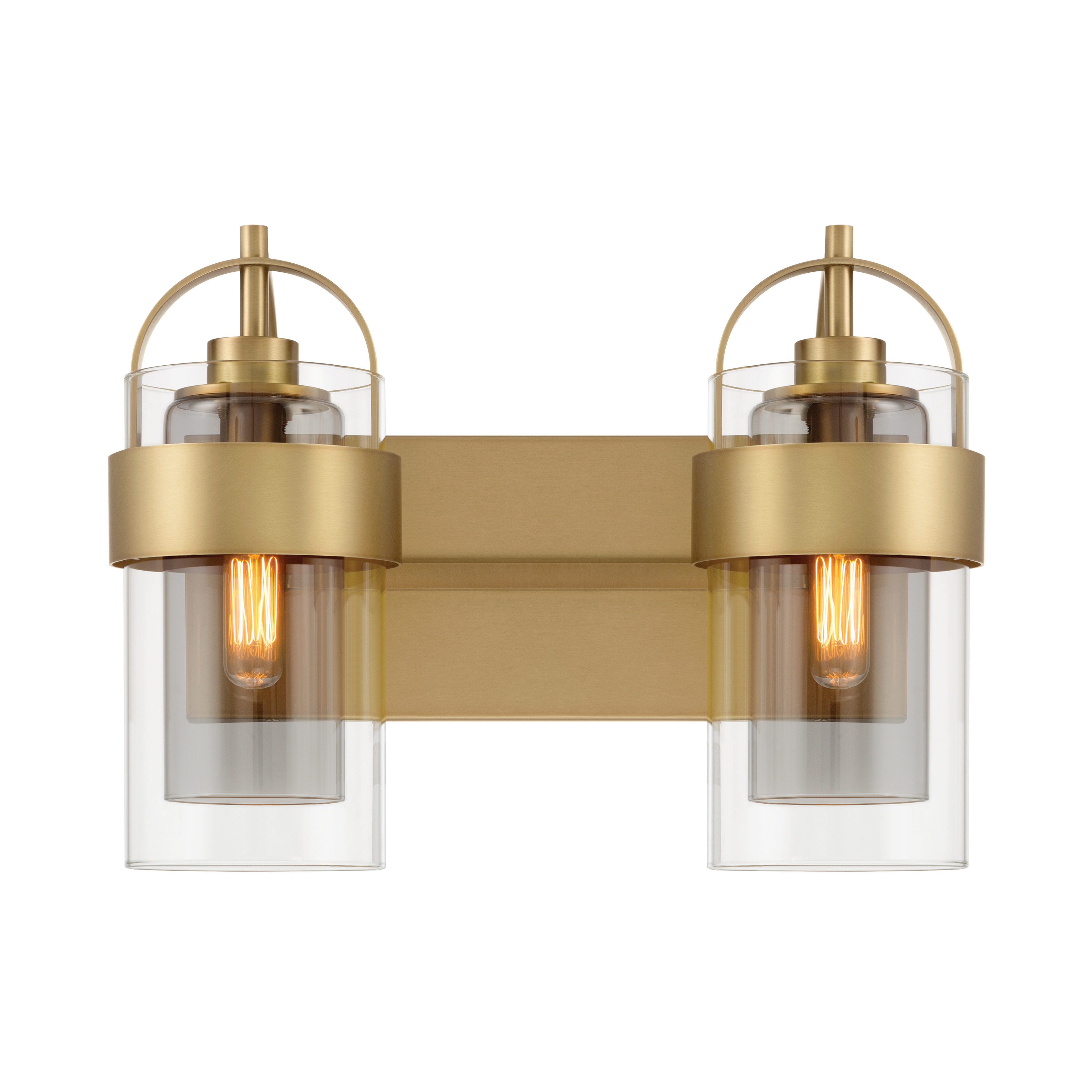 2-Light Vanity - Legacy Brass with Clear and Grey Glass - alternate view