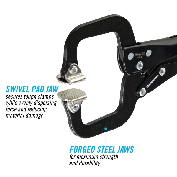 107-6 6-inch C-Clamp Locking Pliers w/ Swivel Pads