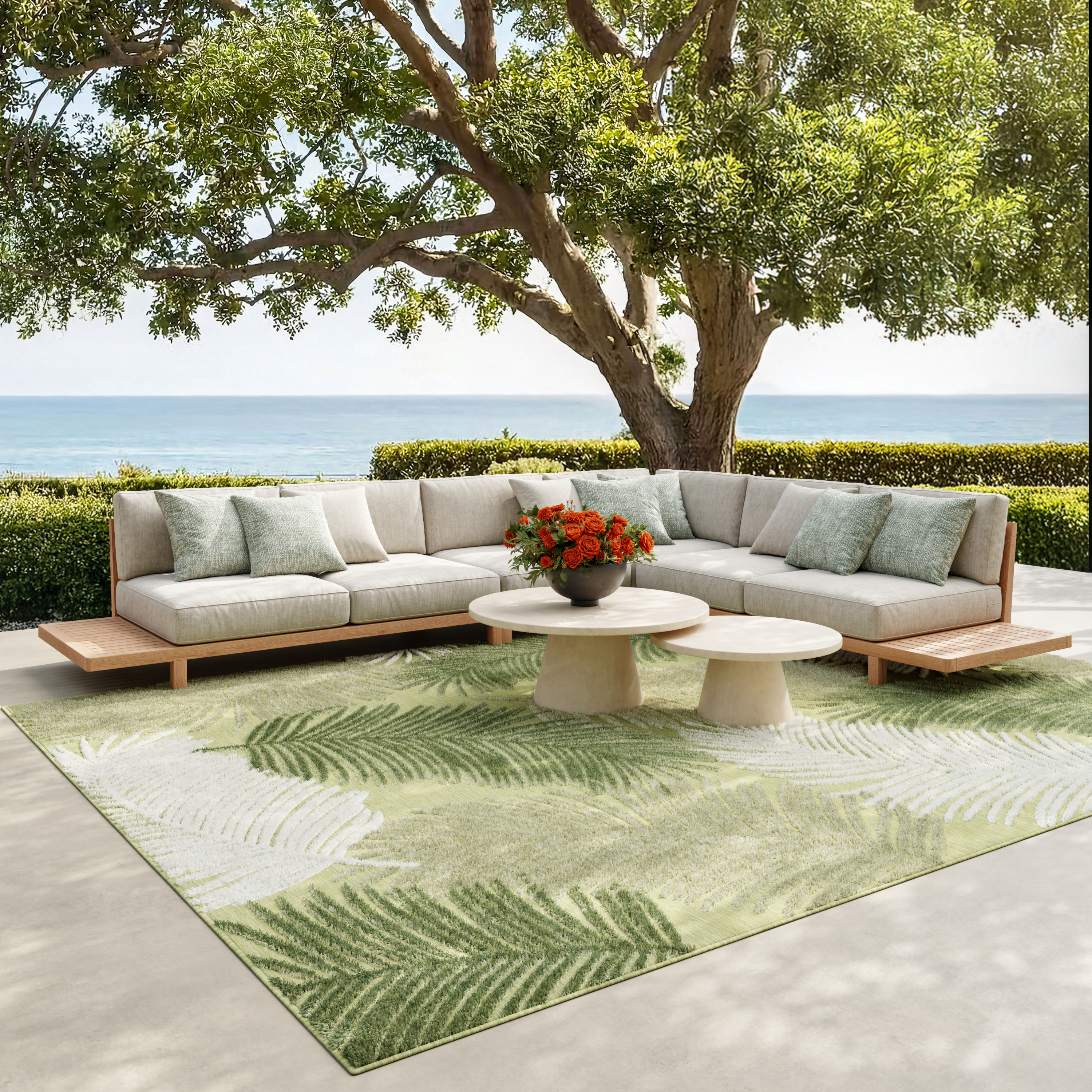 Nourison Suncoast 7'10" x 9'10" Green Tropical Rug