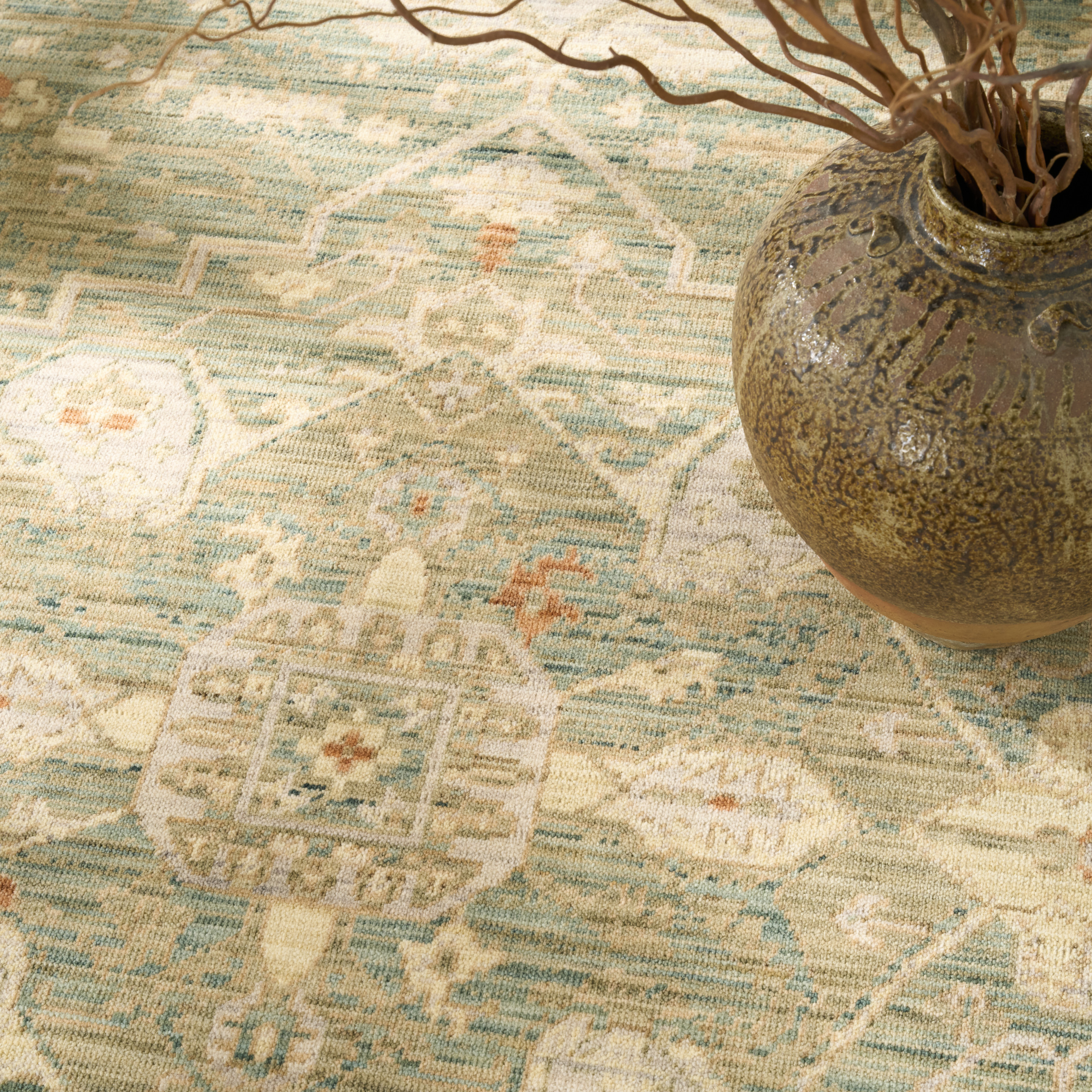 Nourison Antique Bloom 5'6" x 8'6" Teal Vintage Indoor Rug