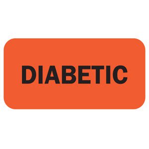 Tabbies LABEL, DIABETIC FLURSNT RED 1 1/2"X3/4" (250/RL)