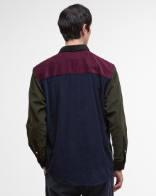 Patchwork Oversized Cord Shirt Navy/Red/Forest