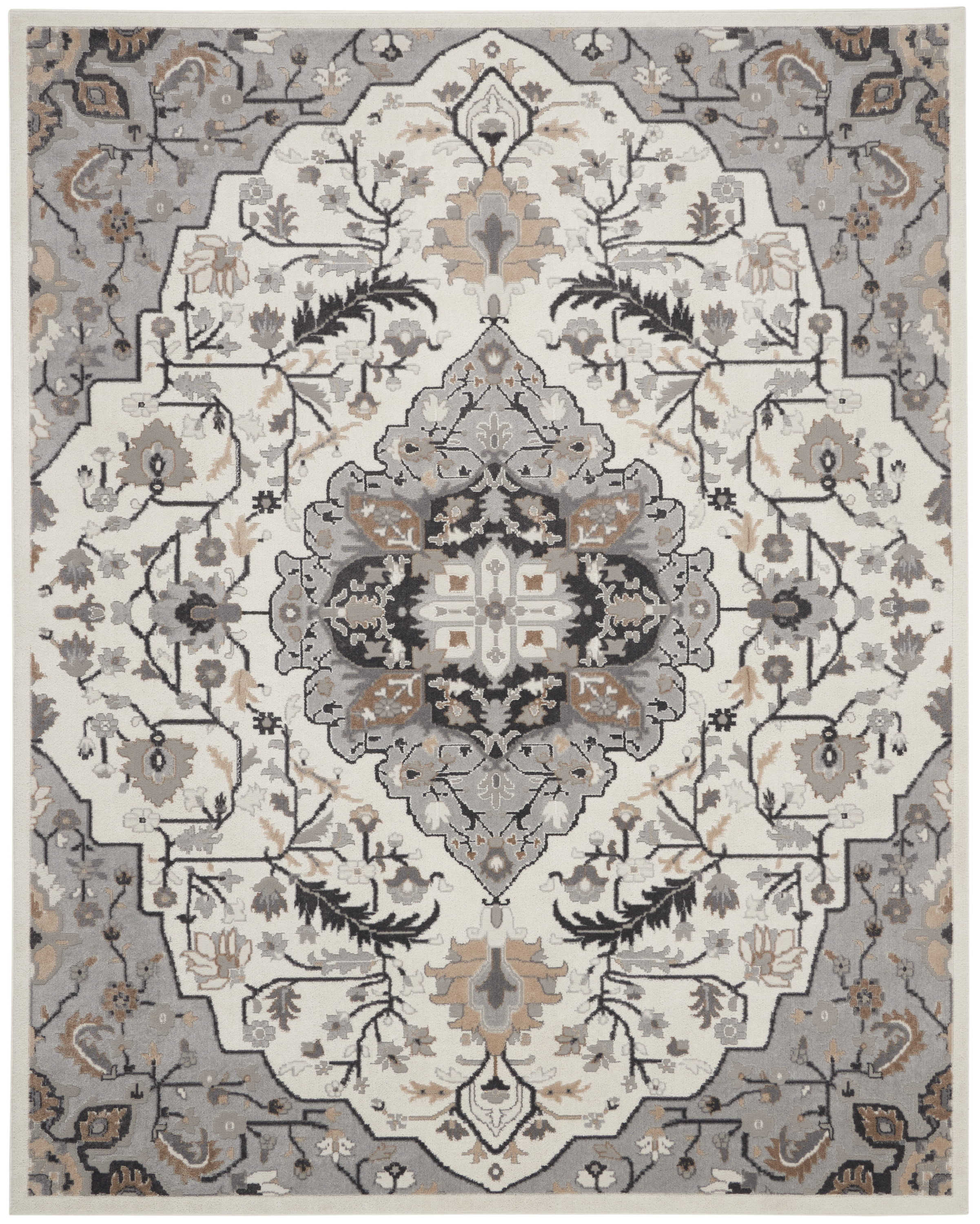 Nourison Elation 7'10" x 9'10" Ivory Grey Transitional Indoor Rug