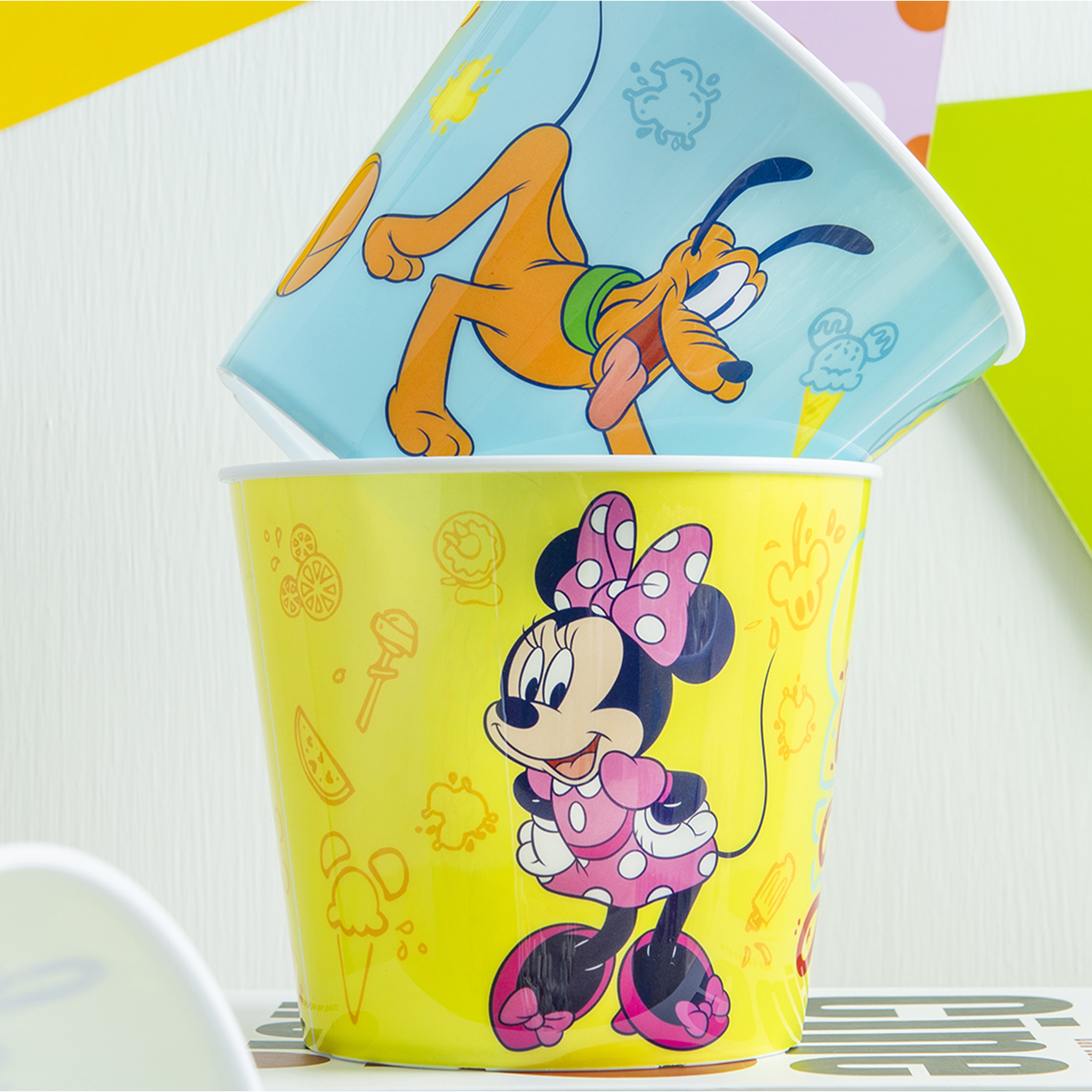Disney Plastic Popcorn Container and Bowls, Mickey Mouse and Minnie Mouse, 5-piece set slideshow image 2 Disney Plastic Popcorn Container and Bowls, Mickey Mouse and Minnie Mouse, 5-piece set slideshow image 2