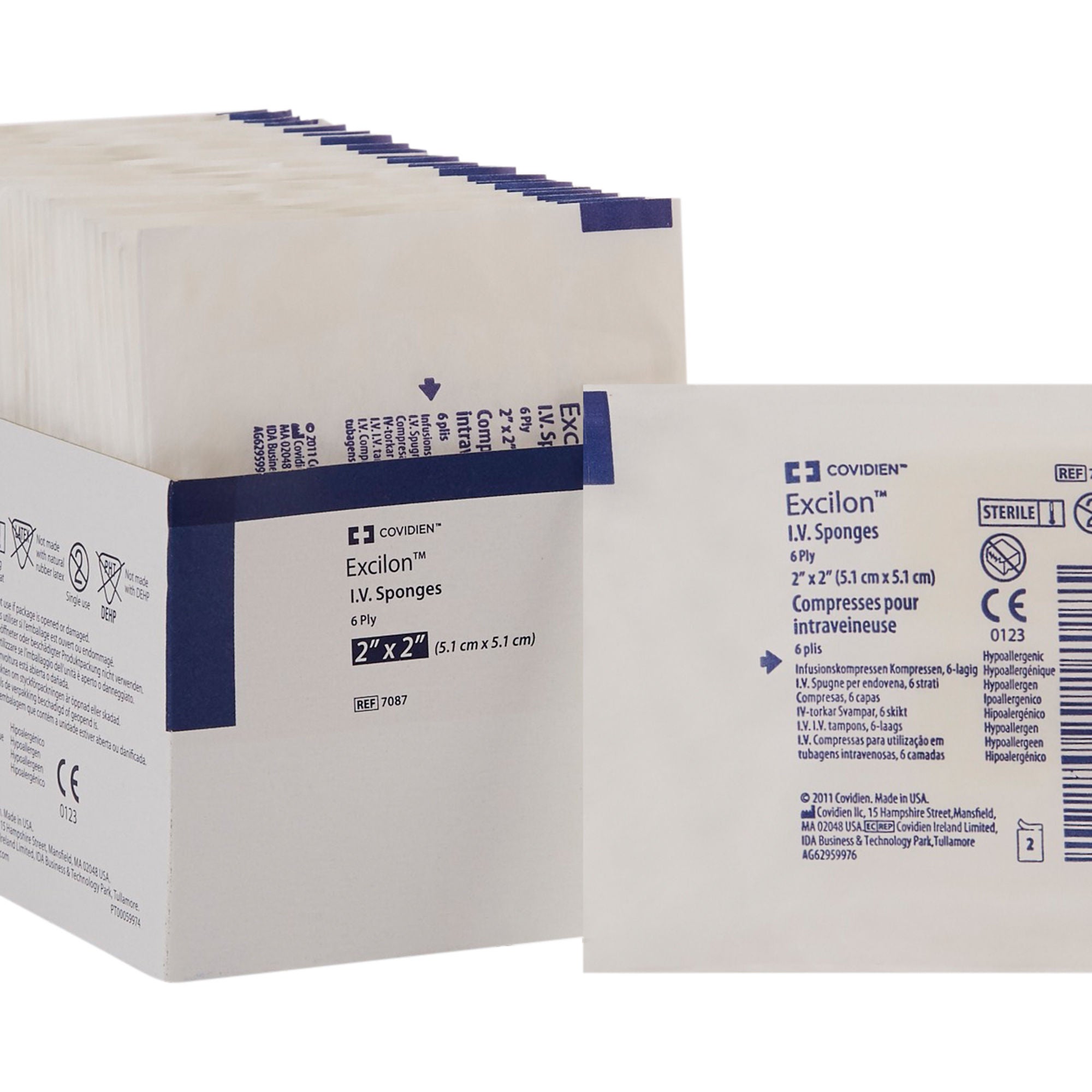 Excilon™ I.V. / Drain Split Dressing, 2 x 2 Inch, Six-Ply