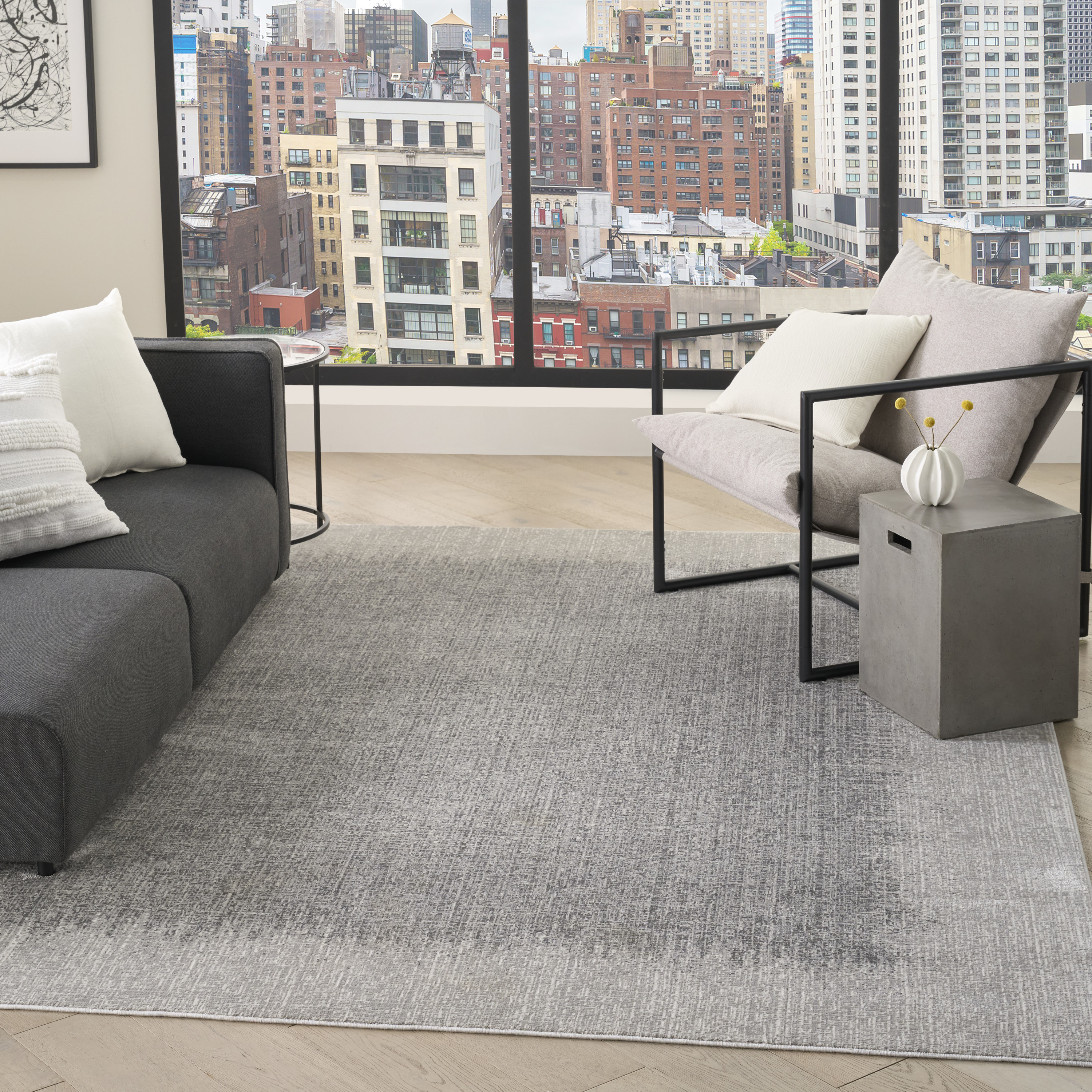 DKNY Grand Street 7'10" x 9'10" Light Grey Modern Indoor Rug