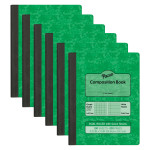 Pacon&reg; Dual Ruled Composition Book, Green, 1/4 in grid and 3/8 in (wide) 9-3/4" x 7-1/2", 100 Sheets, Pack of 6 PACMMK37162-6