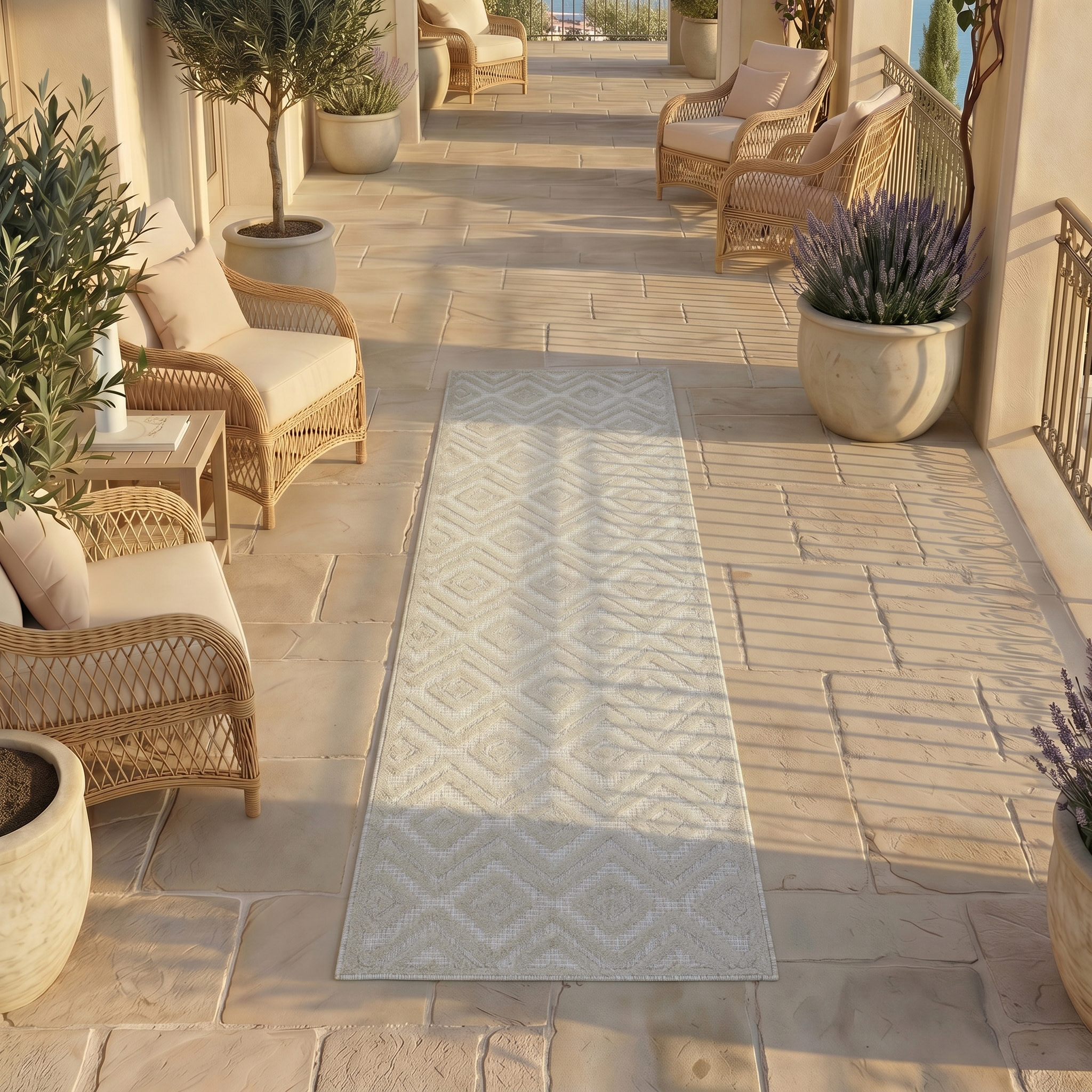 Nourison Versatile 2' x 6' Cream Modern Rug