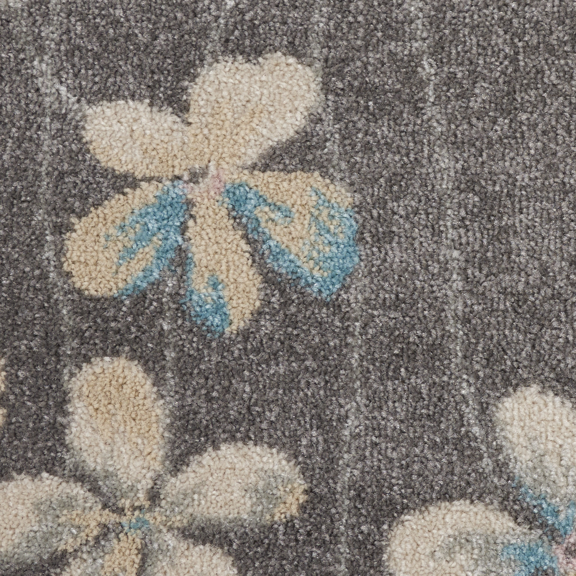 Nourison Tranquil 5'3" x Round Grey Beige Contemporary Indoor Rug