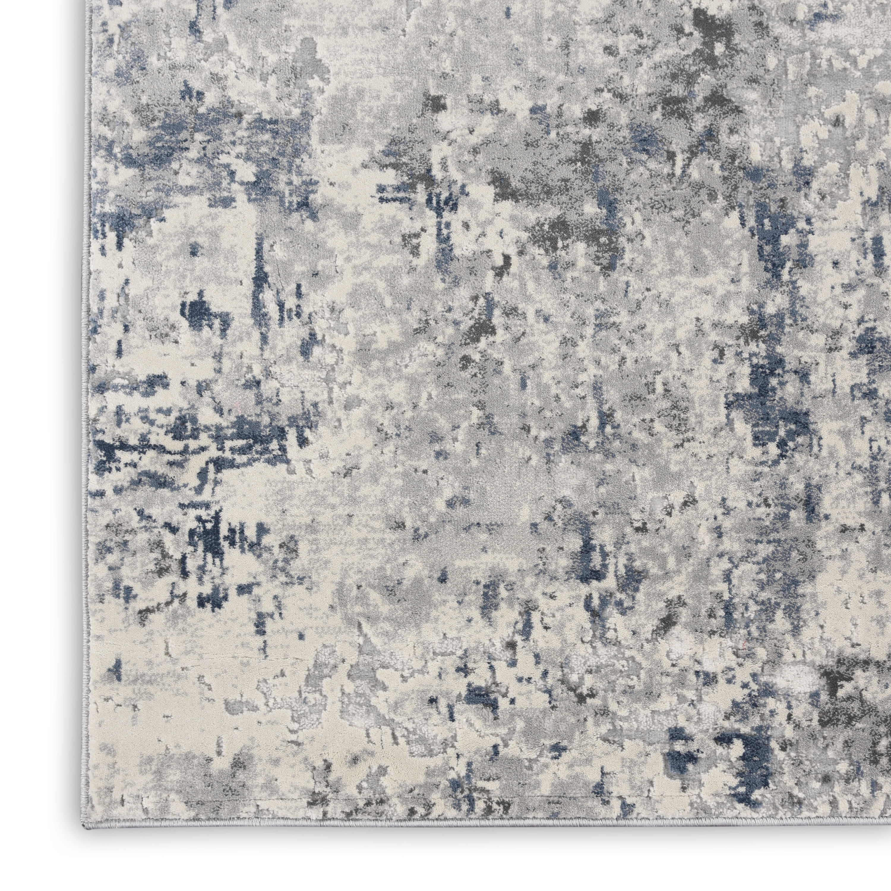 Nourison Rustic Textures 2'2" x 7'6" Ivory Grey Blue Modern Indoor Rug