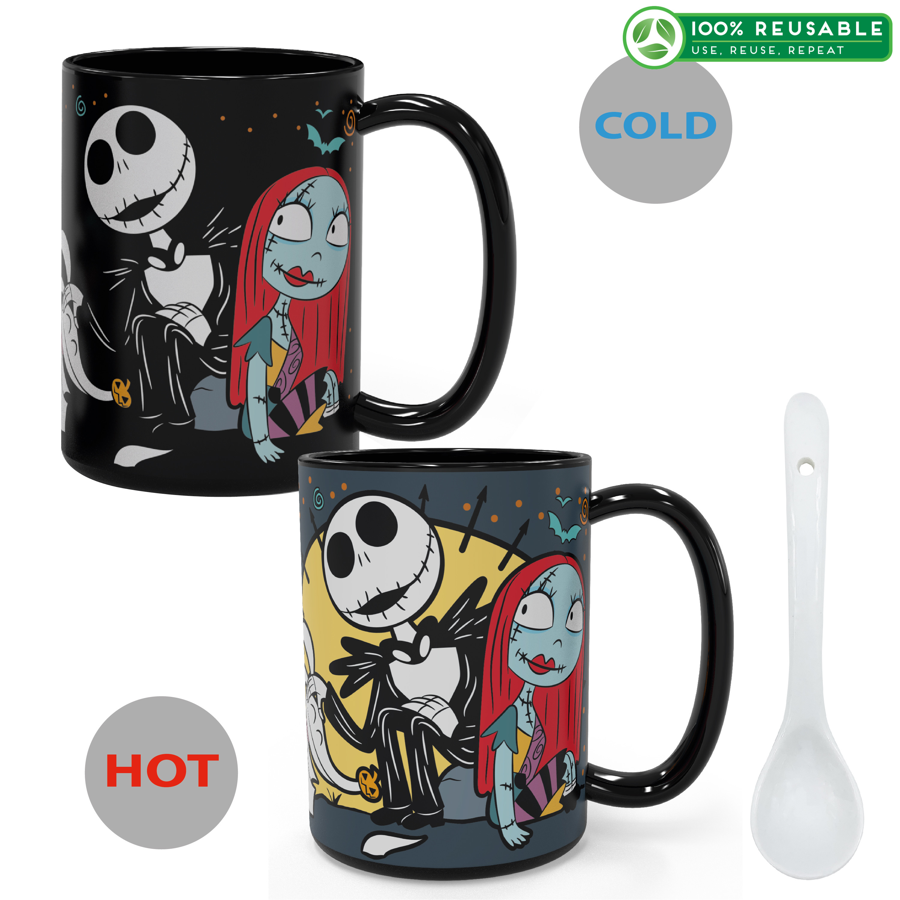 Disney The Nightmare Before Christmas 15 ounce Coffee Mug and Spoon, Jack the Pumpkin King & Sally slideshow image 1 Disney The Nightmare Before Christmas 15 ounce Coffee Mug and Spoon, Jack the Pumpkin King & Sally slideshow image 1