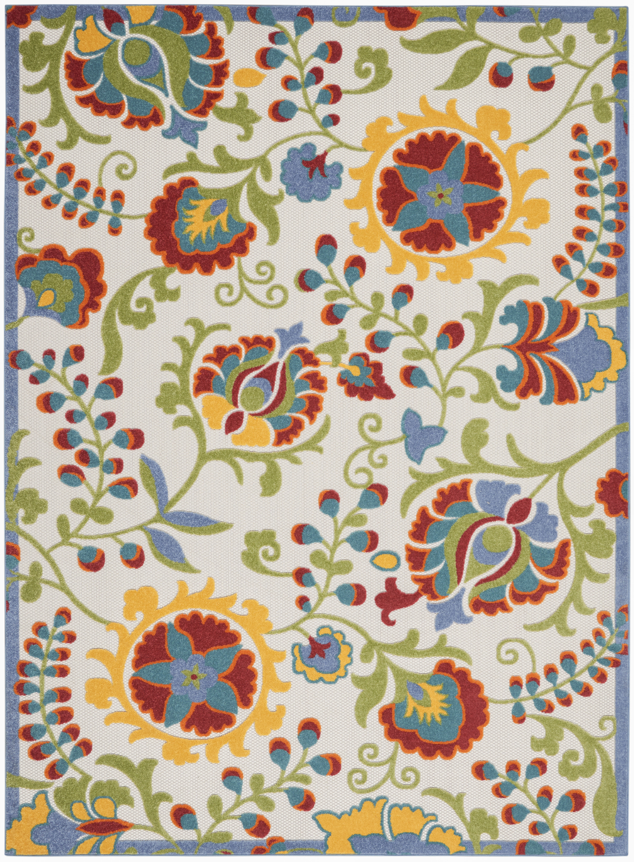 Nourison Aloha 7'10" x 10'6" Ivory Multicolor Farmhouse Rug