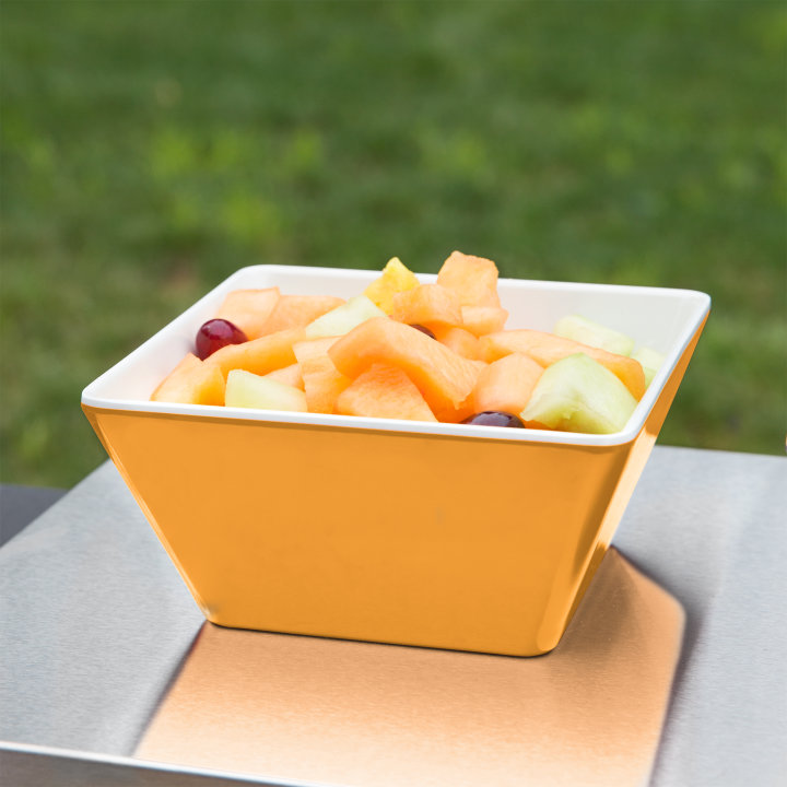 Medium square melamine cubic display bowl in yellow