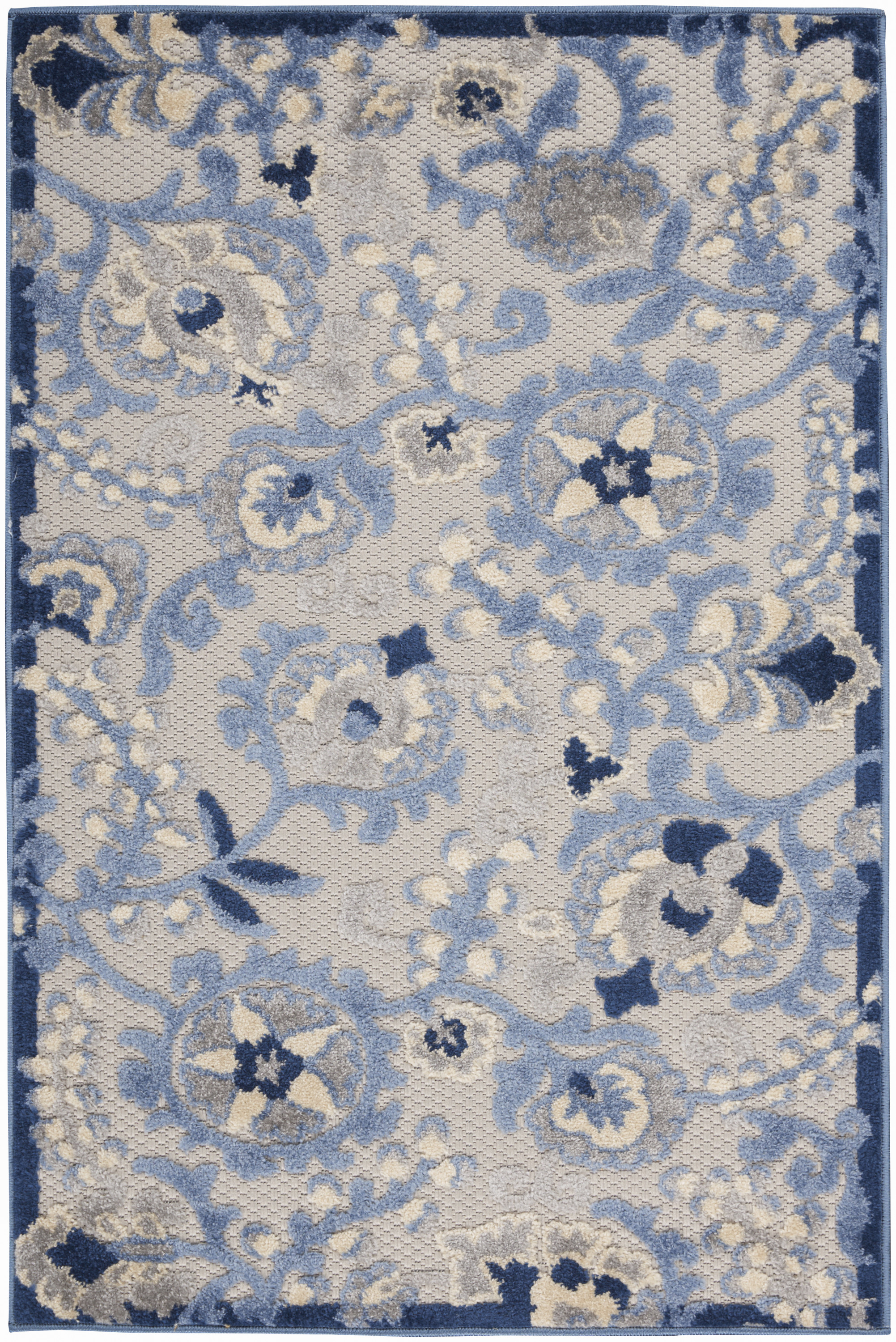 Nourison Aloha 2'8" x 4' Blue Grey Farmhouse Rug