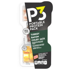 P3 Portable Protein Pack Turkey, Bacon Colby Jack Cheese, 2.1 oz Tray