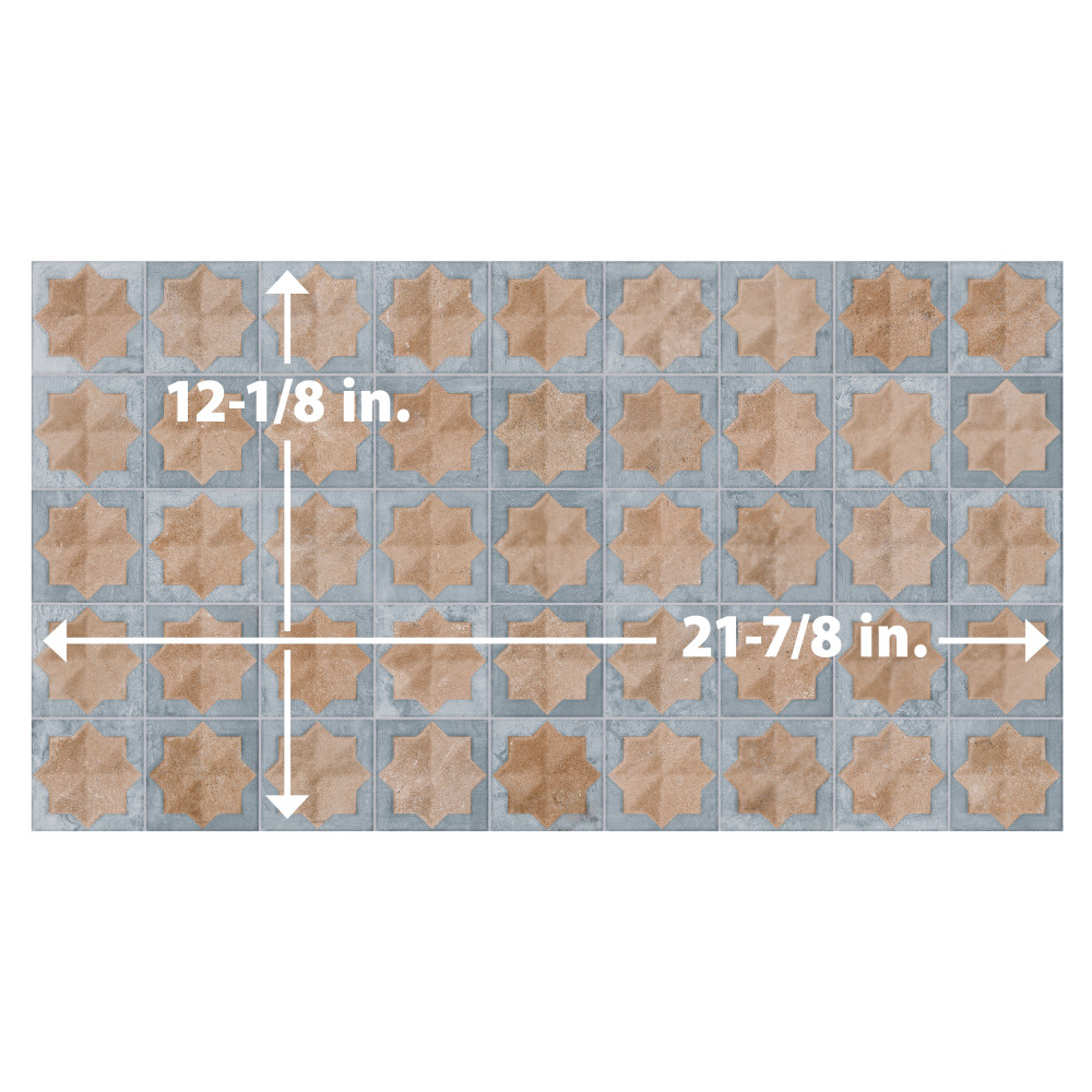 Tetuan Astre Cotto Blue 12-1/8 in. x 21-7/8 in. Porcelain Wall Tile
