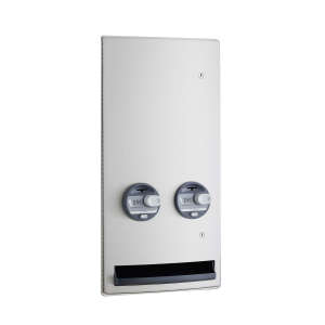 Bobrick, ConturaSeries®, Recessed Napkin-Tampon Dispenser, 25-Cent Operation, Satin Finish