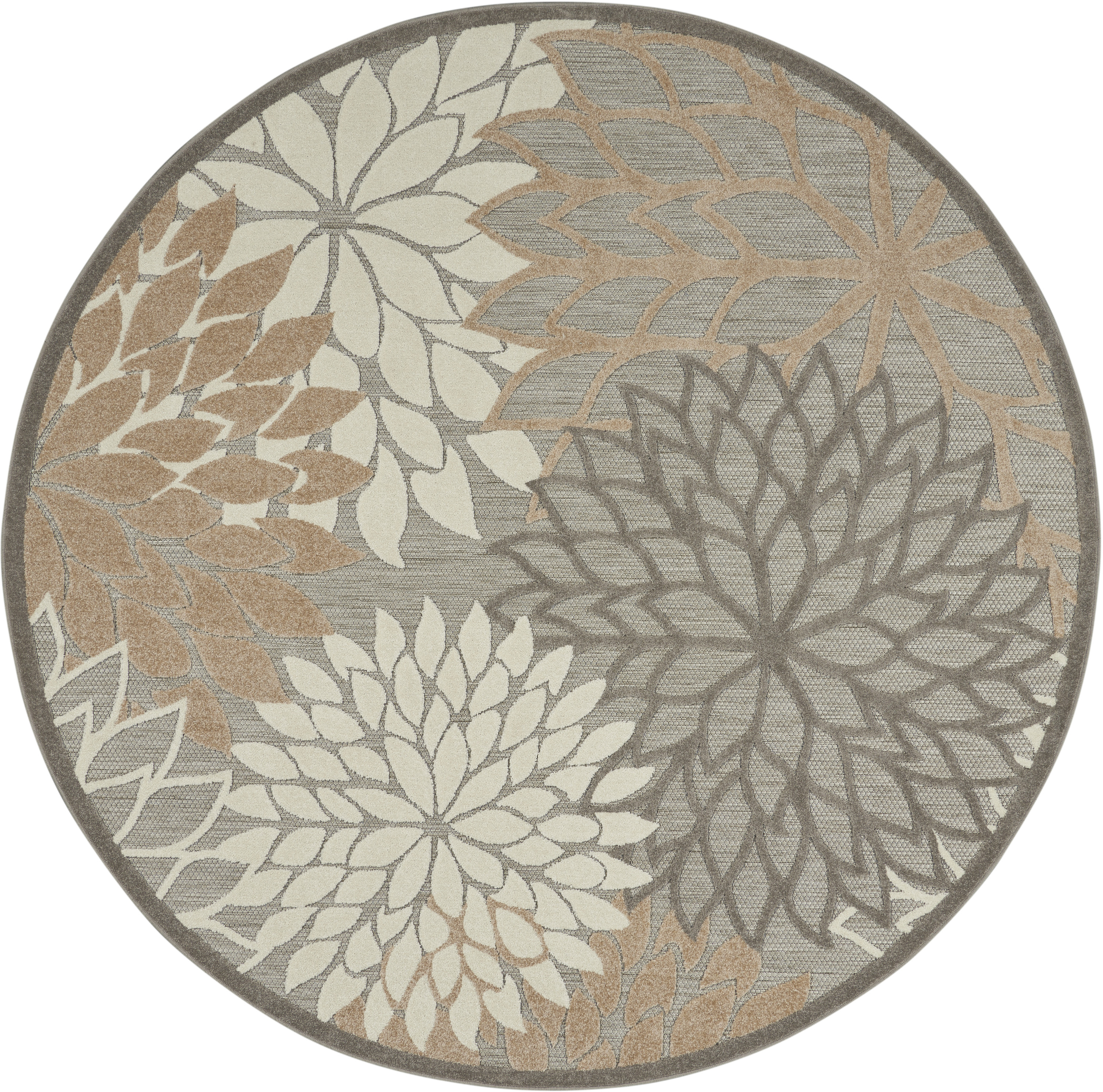 Nourison Aloha 10' x Round Natural Tropical Rug