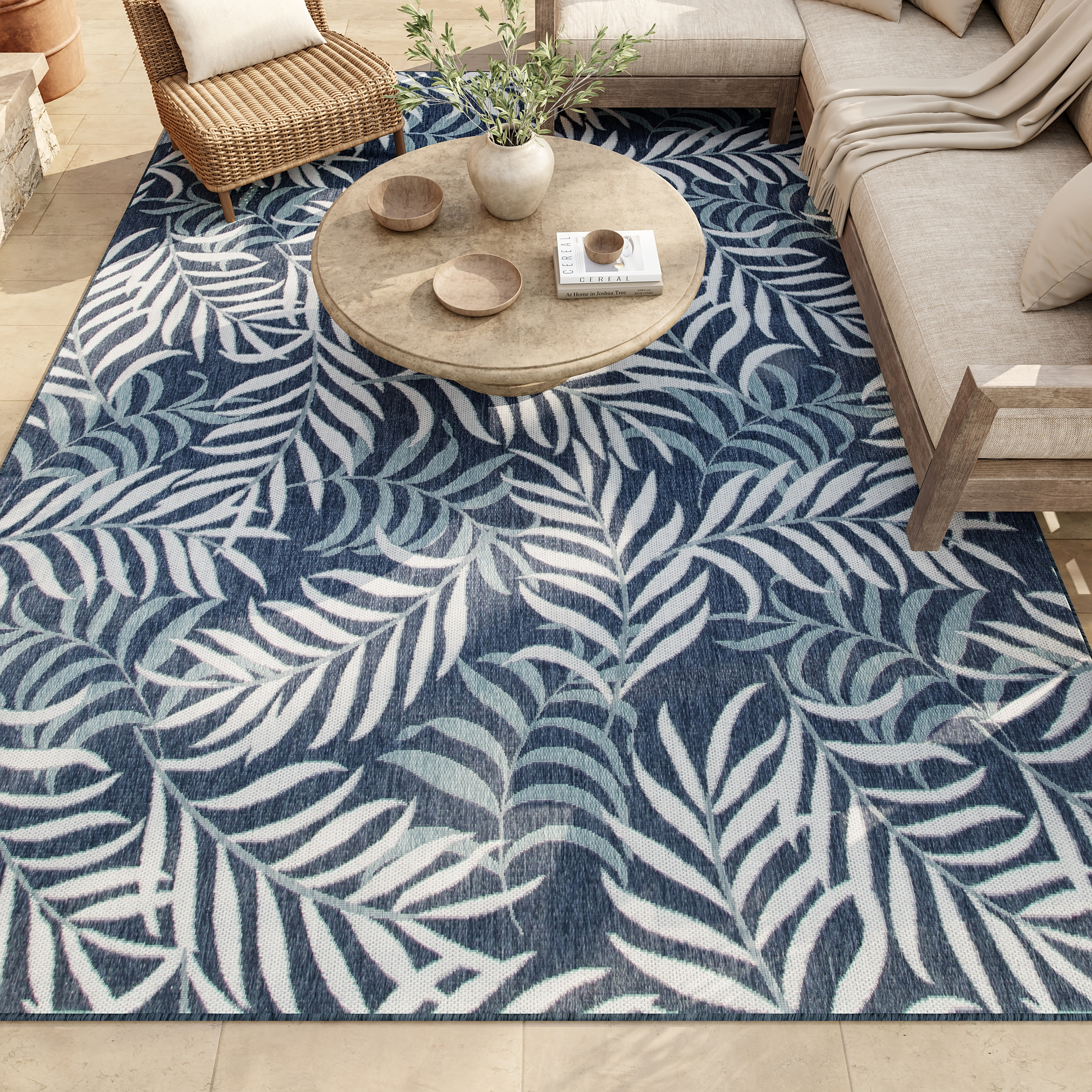 Nourison Garden Oasis 8' x 10' Navy Tropical Rug