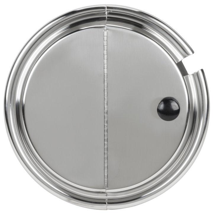 6 ½-inch stainless steel hinged cover with Kool-Touch® handle